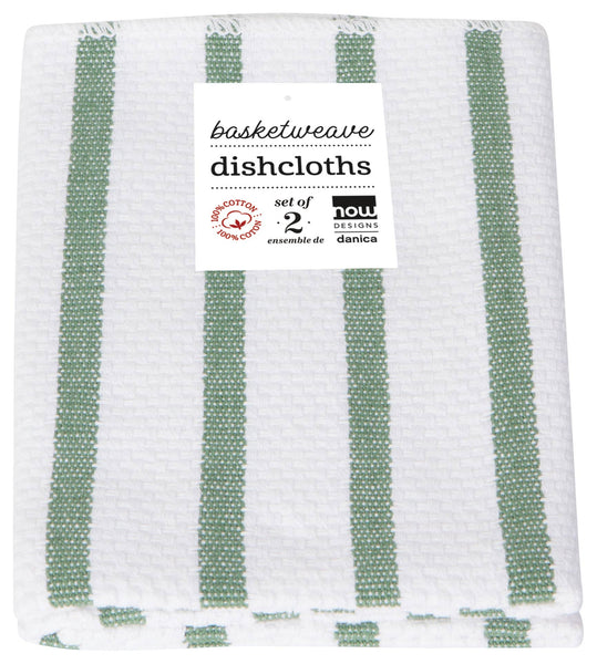 Dishcloths, Basketweave Elm Green Set/2