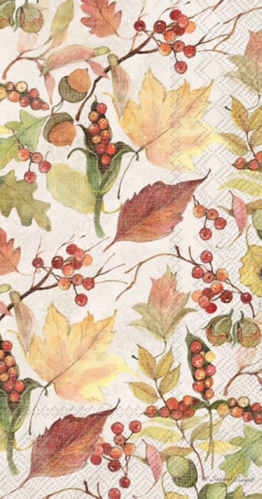 Napkins, Guest, Leaves And Berries