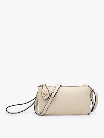 Crossbody/Wristlet w/ Twist Lock Closure: Light Beige