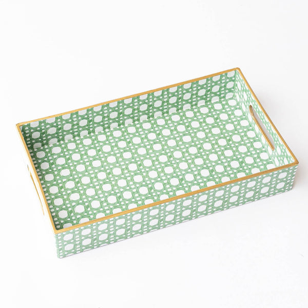 Tray, Green Cane Vanity Tray Md