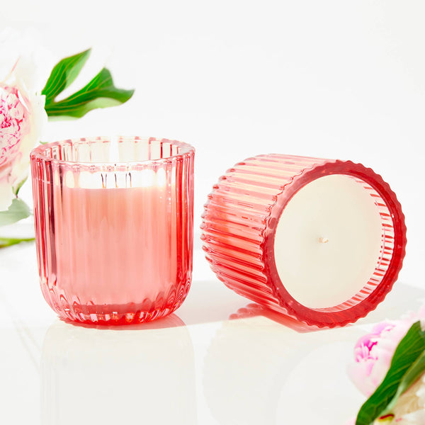 Candle, Peony Blush in Colored Glass