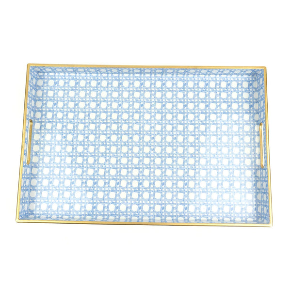 Tray, Blue Cane Rectangular Lg