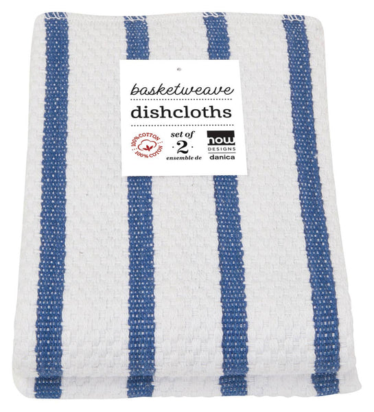 Dishcloths, Basketweave Royal Blue Set/2