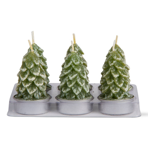 Tealight Spruce Candles Set/6- Hunter Green