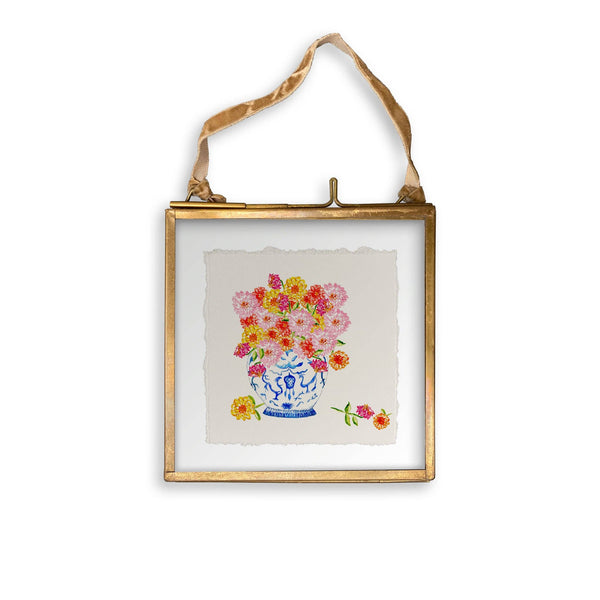 Tea Towel, Ginger Jar with Zinnias