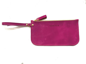 Wristlet: Slim Leather Zipper Raspberry