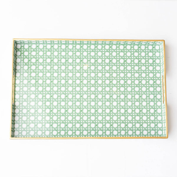 Tray, Green Cane Rectangular Lg