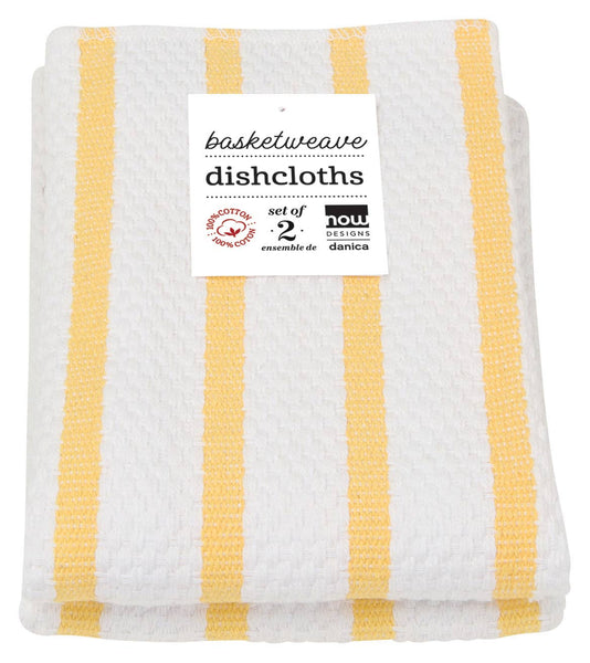 Dishcloths, Basketweave Lemon Yellow Set/2