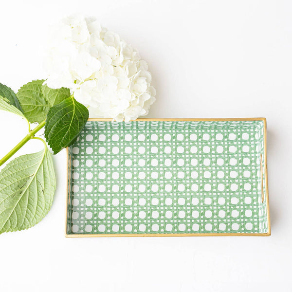 Tray, Green Cane Vanity Tray Md