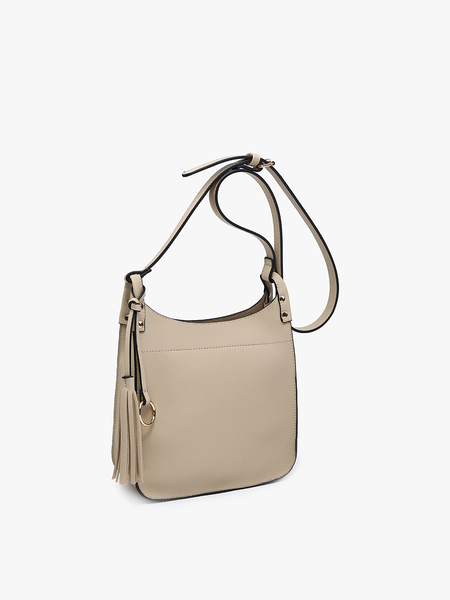 Crossbody, Lucinda Square w/ Tassels: Greige