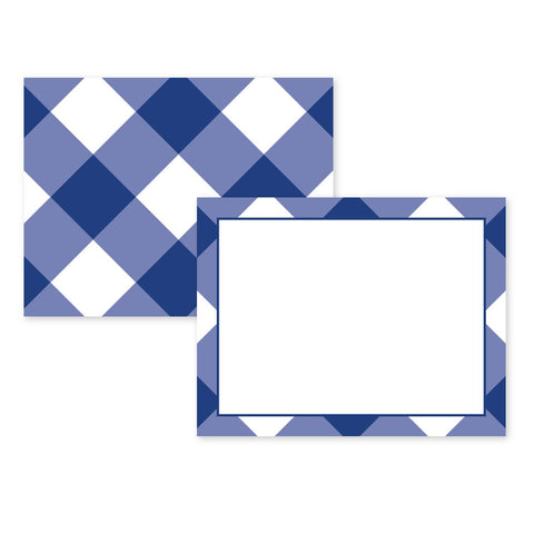 Flat Notecards, Navy Buffalo Check