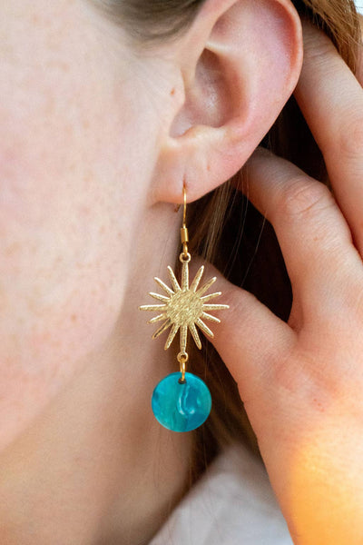 Earrings, Solana - Blue