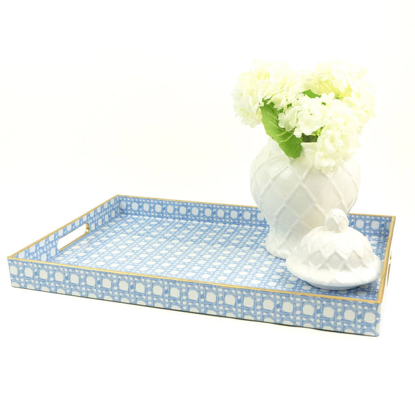 Tray, Blue Cane Rectangular Lg