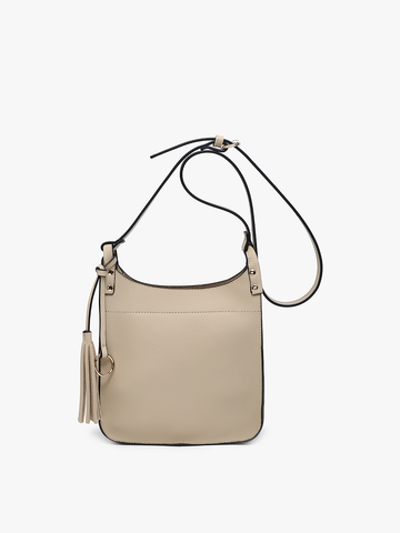 Crossbody, Lucinda Square w/ Tassels: Greige