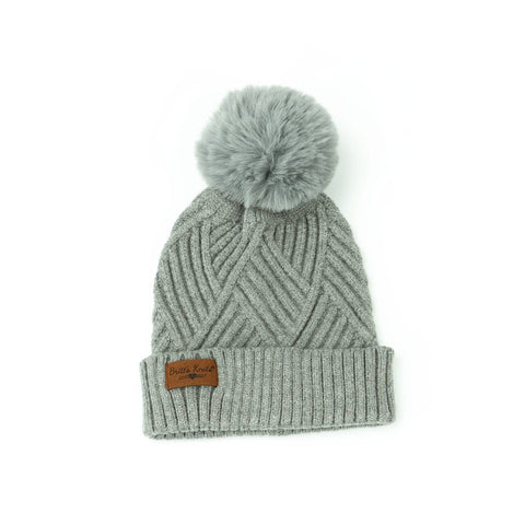 Beanie Pom Pom Hat, Kids, Grey