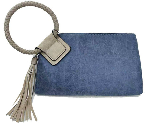 Wristlet Handle Tassel Clutch: Jean