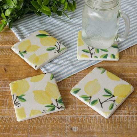 Lemon Coasters, Resin Set/4