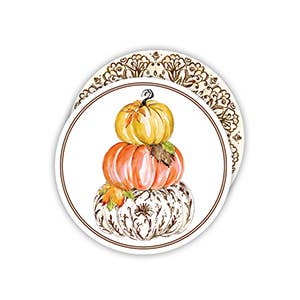 Coasters, Handpainted Chinoiserie Pumpkin Stack (50)