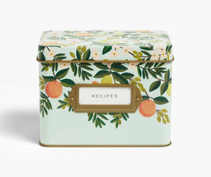 Recipe Box,Citrus Floral Tin