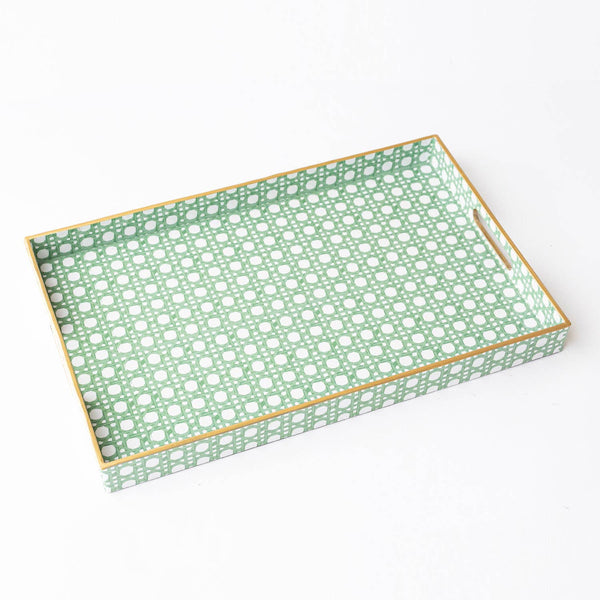 Tray, Green Cane Rectangular Lg