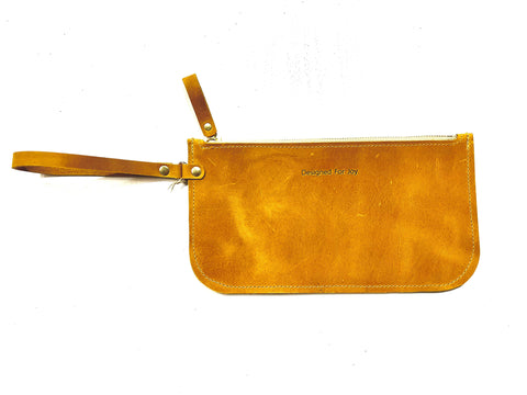 Wristlet: Slim Leather Zipper Butterscotch