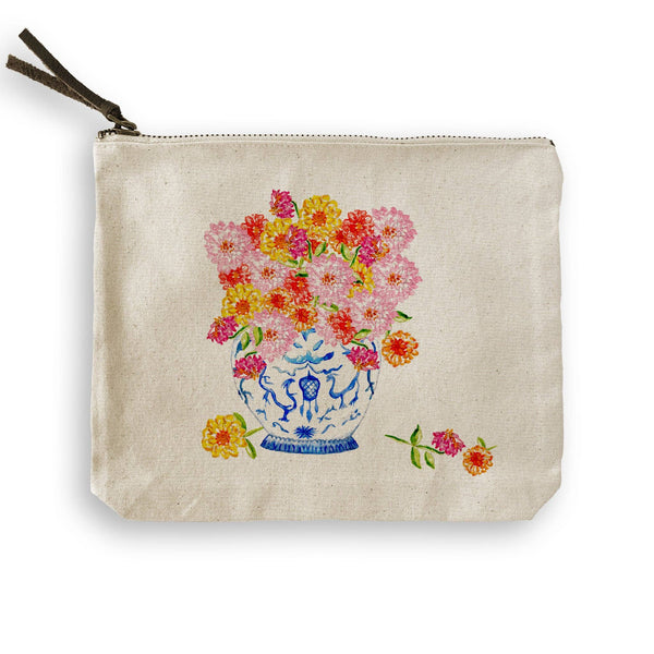 Tea Towel, Ginger Jar with Zinnias