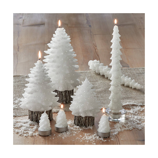 Tealight Spruce  Candles Set/6 - White