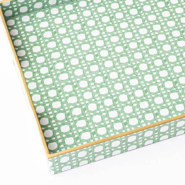 Tray, Green Cane Rectangular Lg