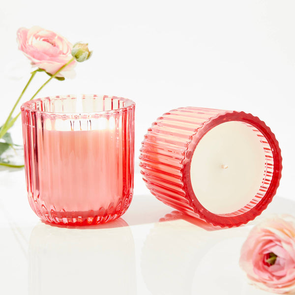 Candle, Peony Blush in Colored Glass