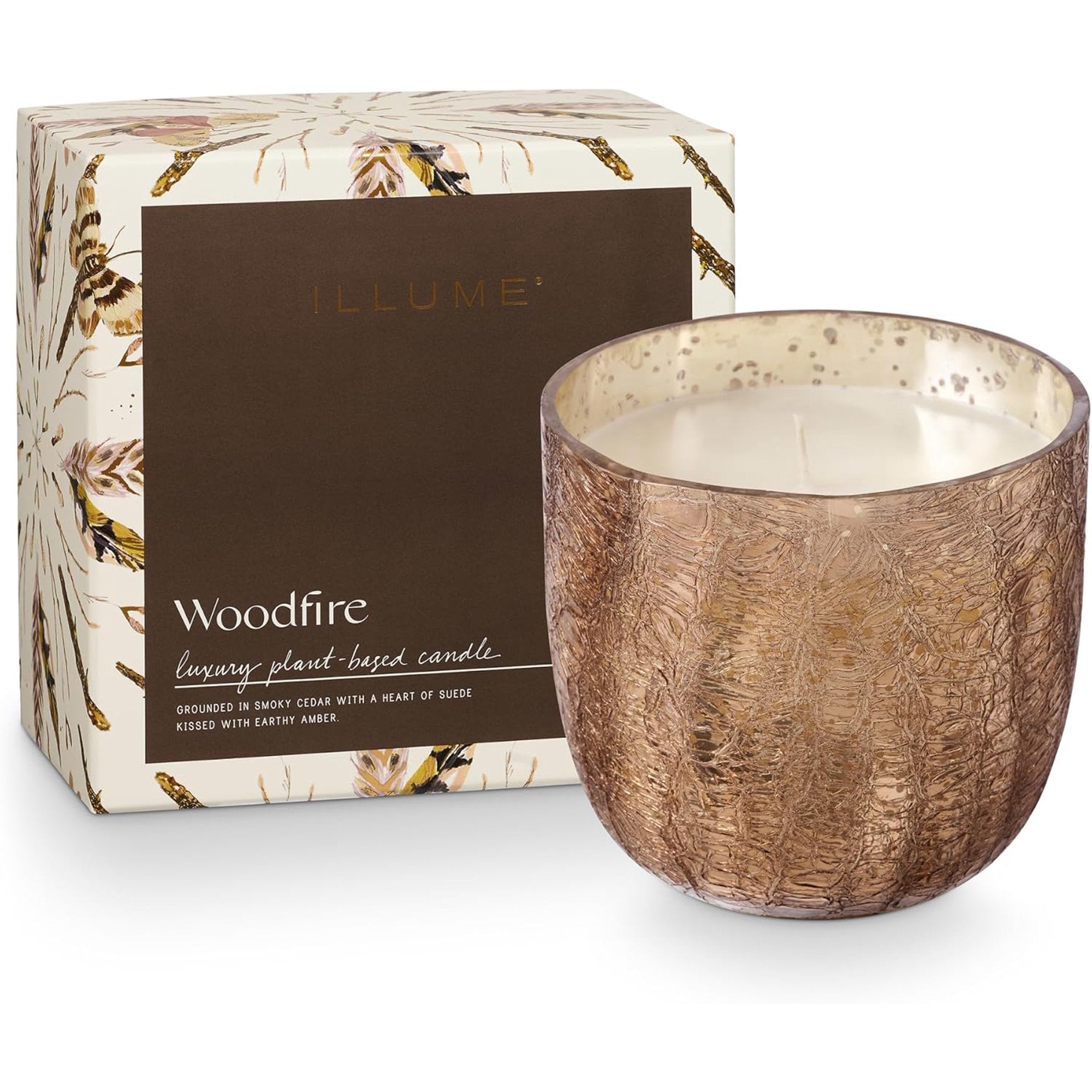 Woodfire Large Boxed Crackle Glass Candle