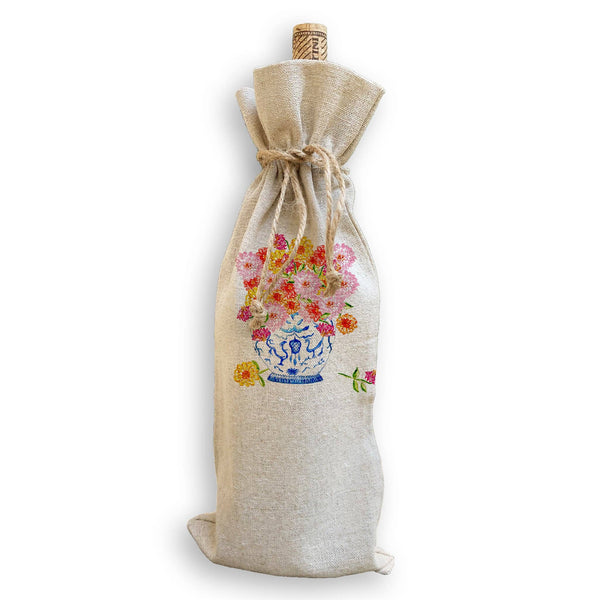 Tea Towel, Ginger Jar with Zinnias