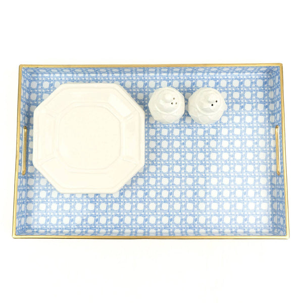 Tray, Blue Cane Rectangular Lg