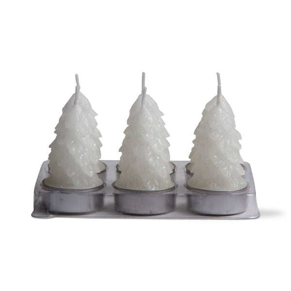 Tealight Spruce  Candles Set/6 - White