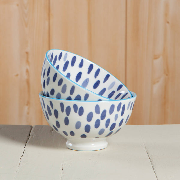 Bowl, Blue Spots Stamped 4"