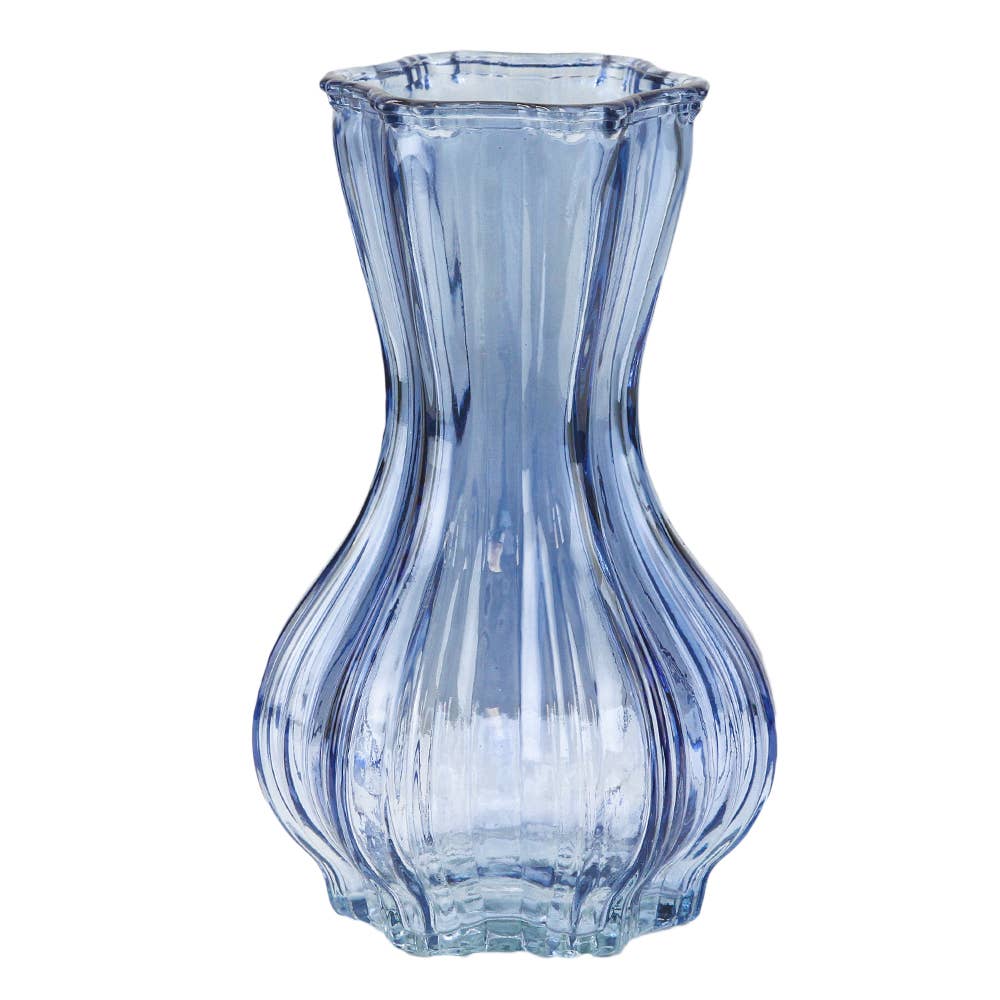 Glass Vase: H-8" D-4.75", Blue